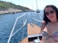 HOT BRUNETTE IN A BIKINI GETS AN ORGASM ON YACHT WHITH LOVENSE CONTROL (VIBRATOR IN PUSSY)