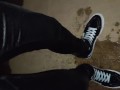 Pissing Skinny Jeans and Brand New Vans Sk8 Sneakers