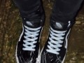 Pissing Skinny Jeans and Brand New Vans Sk8 Sneakers