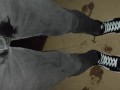 Pissing Skinny Jeans and Brand New Vans Sk8 Sneakers