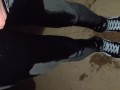Pissing Skinny Jeans and Brand New Vans Sk8 Sneakers