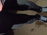 Pissing Skinny Jeans and Brand New Vans Sk8 Sneakers