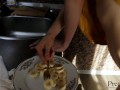 He fucked me in the kitchen and cums on my banana salad!