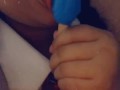 EATING A POPSICLE IN SCHOOL GIRL OUTFIT! WISH IT WAS YOUR DICK