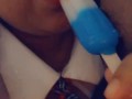 EATING A POPSICLE IN SCHOOL GIRL OUTFIT! WISH IT WAS YOUR DICK