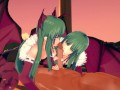 Darkstalkers - Morrigan Aensland threesome - 3D Hentai