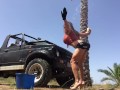 muscle car washing with horny ass