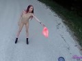 Skyla Pink voyeur slut wife spy drone stripping naked in public