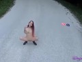 Skyla Pink voyeur slut wife spy drone stripping naked in public