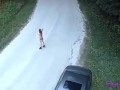 Skyla Pink voyeur slut wife spy drone stripping naked in public