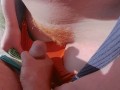 STRANGERS CUM IN MY SWIMSUIT PANTIES ON PUBLIC BEACH! Risky Big Tits Red Hairy Pussy MILF GINGER ALE