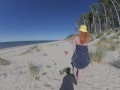 STRANGERS CUM IN MY SWIMSUIT PANTIES ON PUBLIC BEACH! Risky Big Tits Red Hairy Pussy MILF GINGER ALE