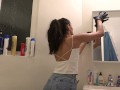 Indian Bhabhi enjoys scrubbing bathroom clean