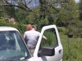 Dressing in the driveway