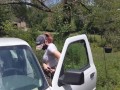 Dressing in the driveway