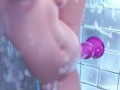 D.Va showering with a big dildo