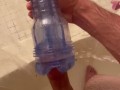 Insane Fleshlight Deepthroat in Shower