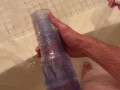 Insane Fleshlight Deepthroat in Shower