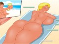 Приключение на нудистском пляже. Массаж большим членом | cartoon porn games