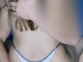 Young Chilean gives a hot blowjob and then fucks with thongs!