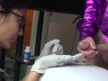 CUM IN MY LATEX GLOVES - Nurse Jerks Off Her Patient With Gloves On