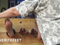 Damien’s soapy scrubbed tickled feet and hands