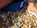 Hot LATINA Caught Adjusting Bikini Thong on a PUBLIC BEACH - Pussy Slip and Cameltoe POV Candid