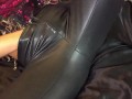Naughty show in my Tight Leather Miss Sixty Pants