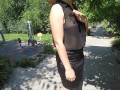 I walk at park without bra, jerk off guy in car, turn him on, but let him cum on me only in evening!