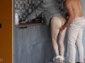 Passionate morning standing sex with petite redhead babe in the kitchen - Ruda Cat