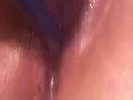 Close up tight pussy gushing cum everywhere