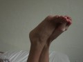 I'm busy on my phone, but you can use my feet to get off (Ignore Footjob)