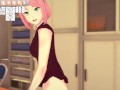 3D HENTAI Sakura masturbates at the edge of the table