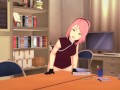 3D HENTAI Sakura masturbates at the edge of the table