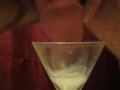 Cumming in a glass, ready to drink