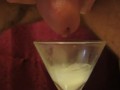 Cumming in a glass, ready to drink