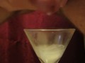 Cumming in a glass, ready to drink