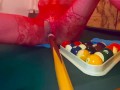 Rack ‘em up. Diablo on the pool table in red lace to NIN