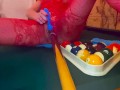 Rack ‘em up. Diablo on the pool table in red lace to NIN
