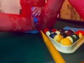 Rack ‘em up. Diablo on the pool table in red lace to NIN