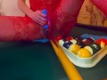 Rack ‘em up. Diablo on the pool table in red lace to NIN