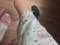 @tici_feet IG ticii_feet tici feet dangling the black shoes