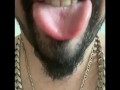 Tongue ASMR sticking out with teeth! Suck my tongue please 