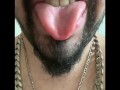 Tongue ASMR sticking out with teeth! Suck my tongue please 
