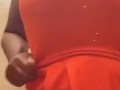 Playing with my big braless Titties in a public restroom 