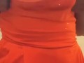 Playing with my big braless Titties in a public restroom 