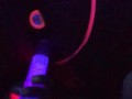 Step sis with nice feet caught squirting under the  black light. 
