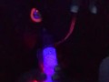 Step sis with nice feet caught squirting under the  black light. 