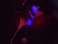 Step sis with nice feet caught squirting under the  black light. 