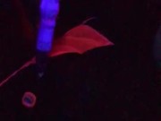 Step sis with nice feet caught squirting under the  black light. 